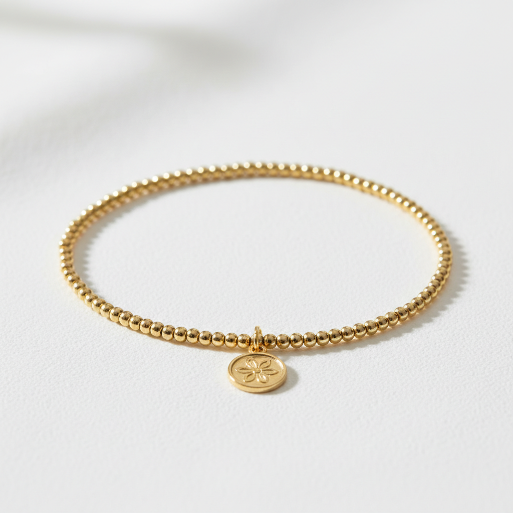Gold Beaded Charm Bracelet